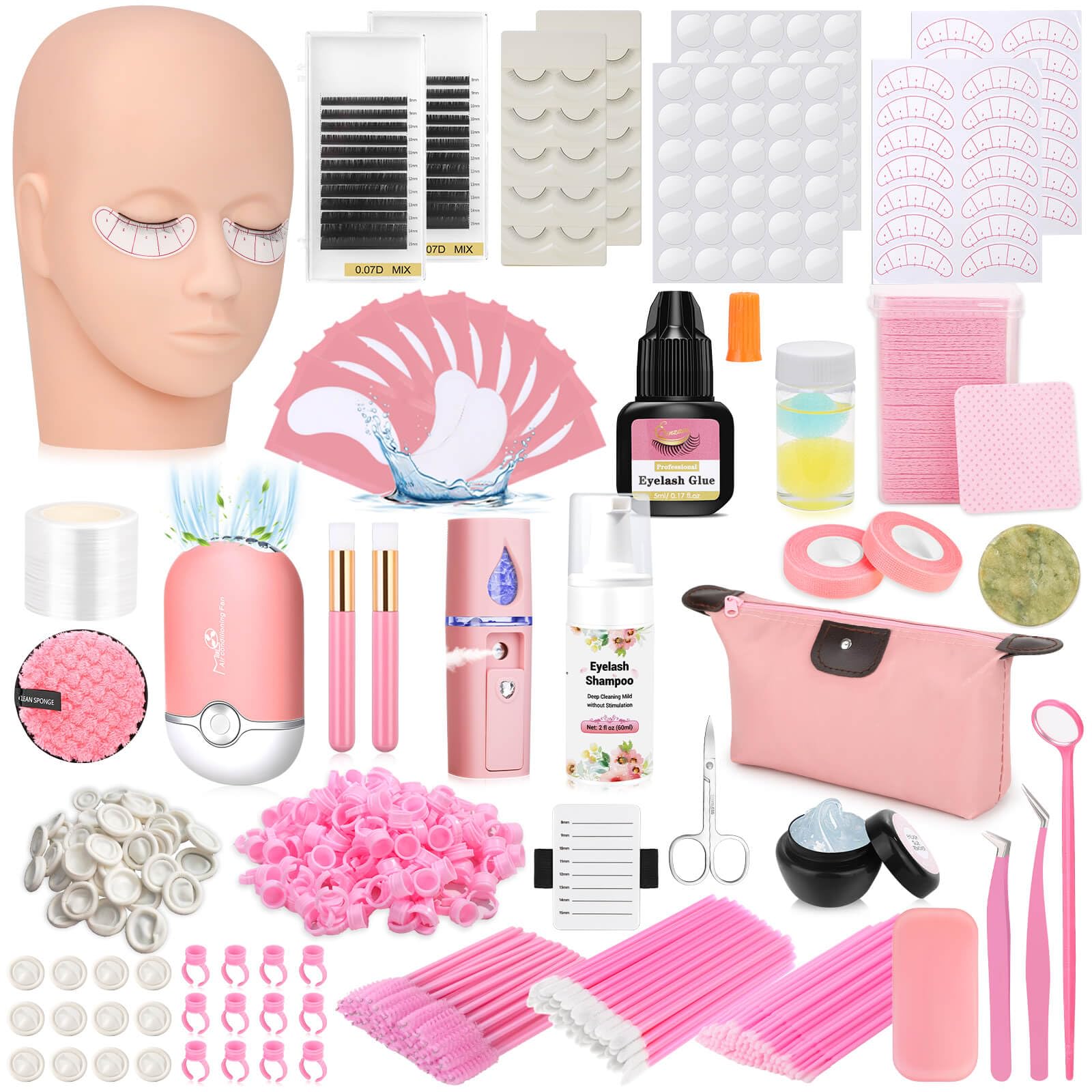 Tetutor kit de pestañas para principiantes con contenido en bandeja, ideal para practicar.