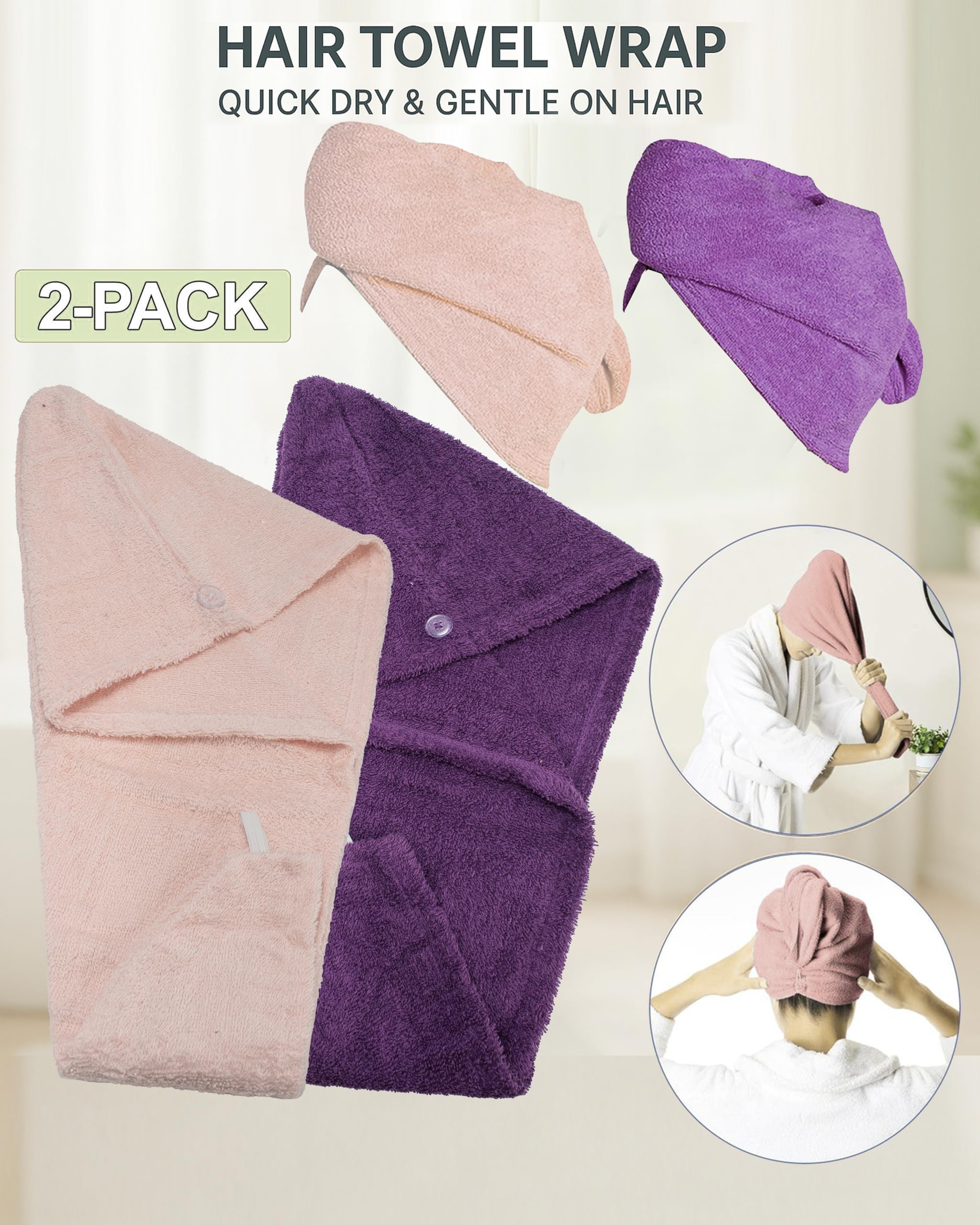 Textila Stores paquete de 2 toallas para cabello largo y rizado.