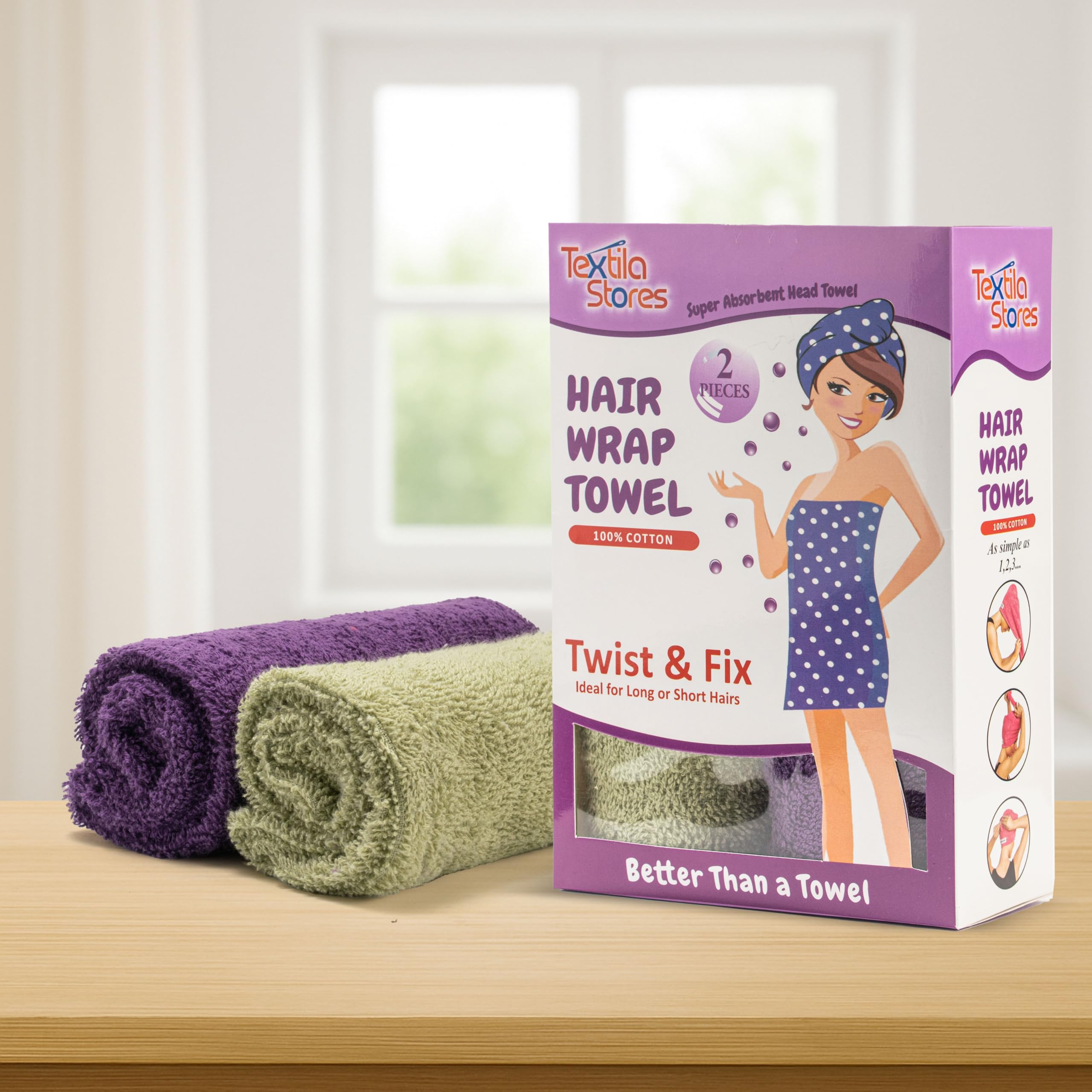 Textila Stores turbante verde: secado cómodo y reducción de frizz