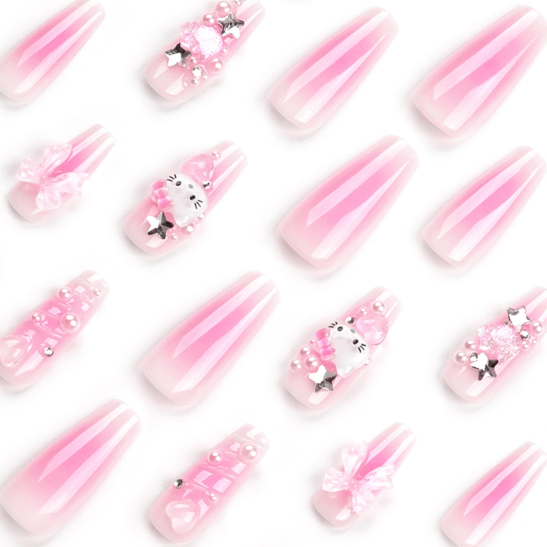Tezocr acabado brillo uñas acrílicas para aspecto natural