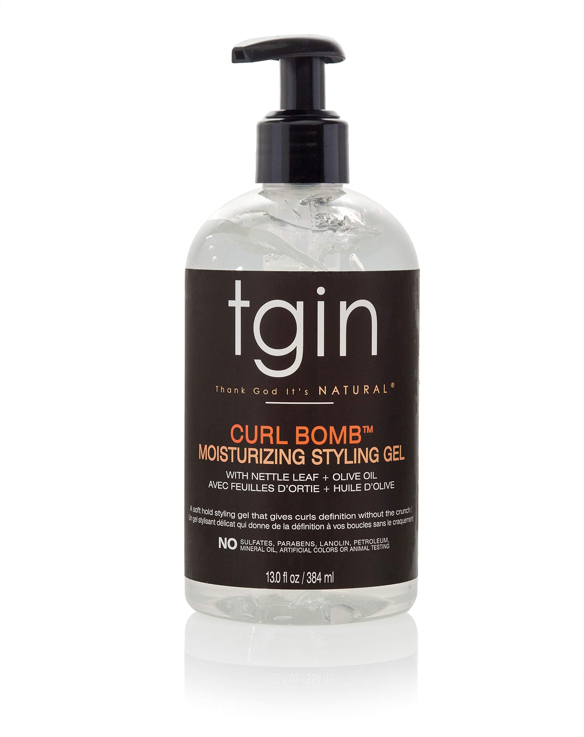tgin Curl Bomb pump bottle for easy daily application and moisturized curls