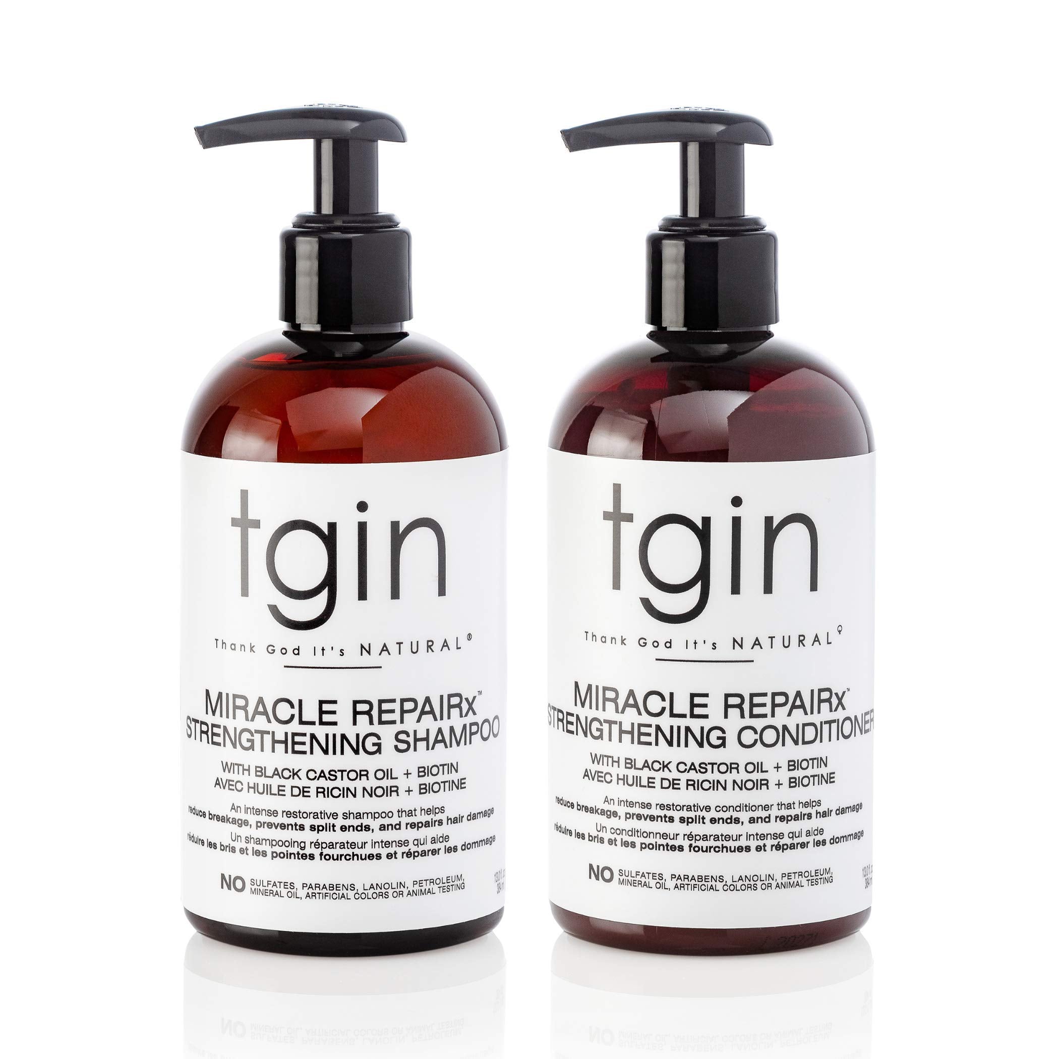 tgin Miracle RepaiRx champú botella, reparación y brillo para cabello rizado