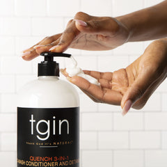 tgin Quench 3-en-1 co-wash, pelo rizado con brillo suave
