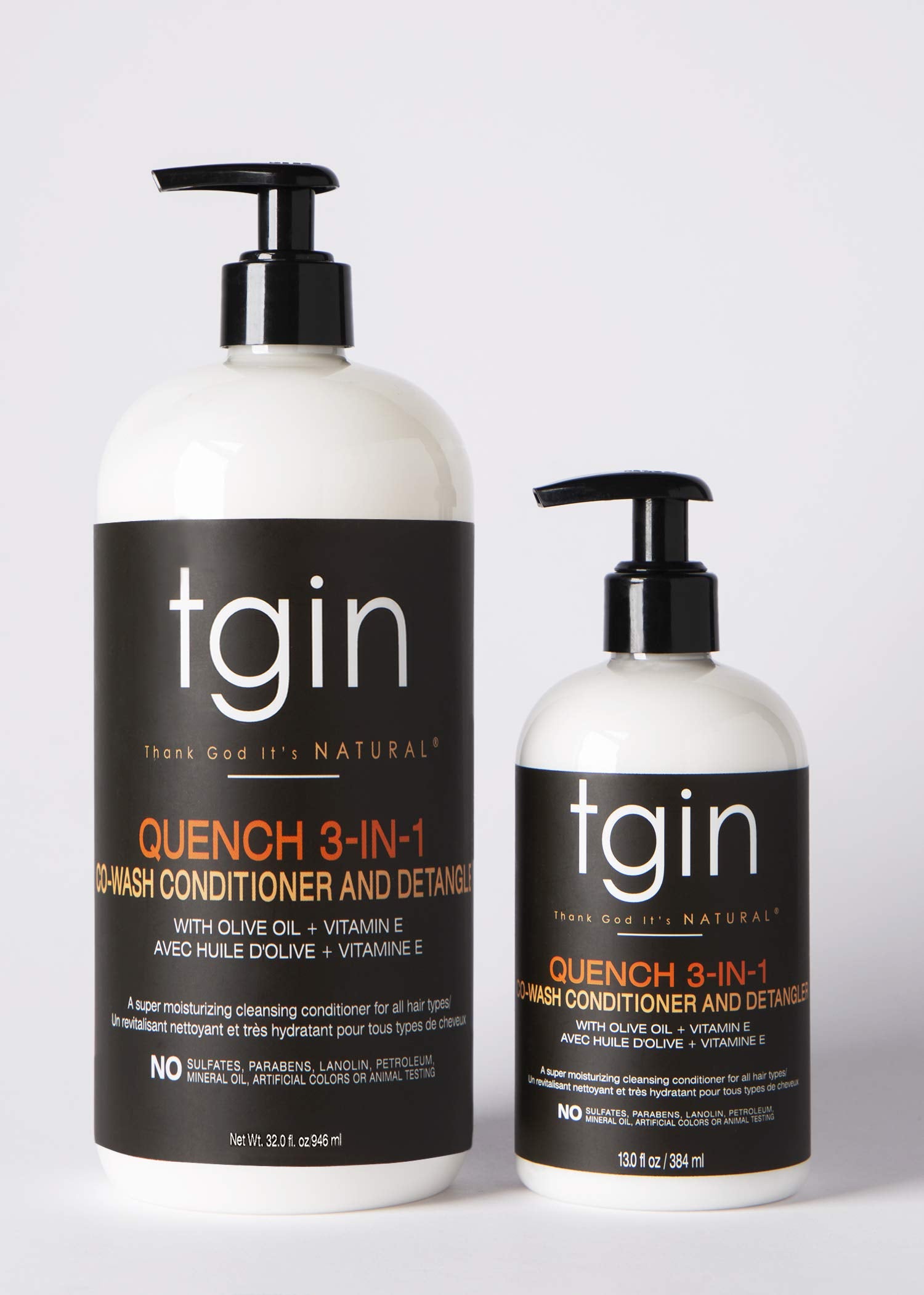 tgin Quench 3-en-1 co-wash, textura cremosa que suaviza y desenreda