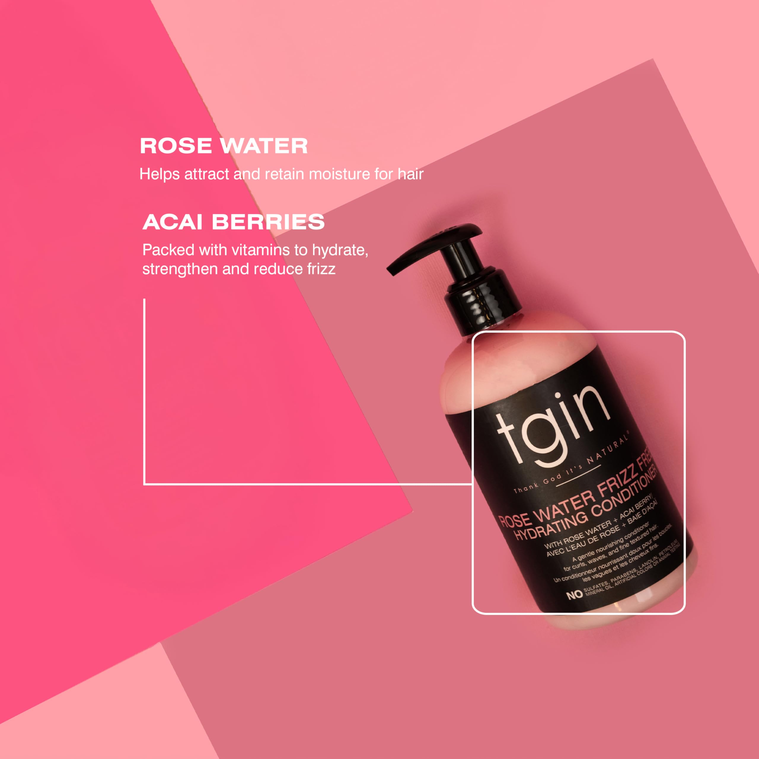 Uso diario suave con tgin Rose Water para control del frizz.
