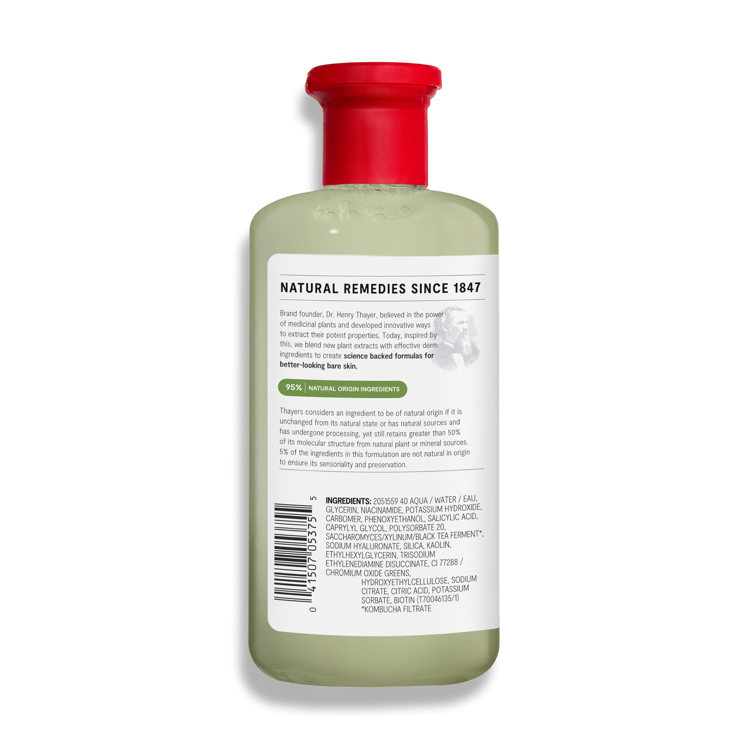 Envase reciclado al 100% de Thayers, opción sostenible.