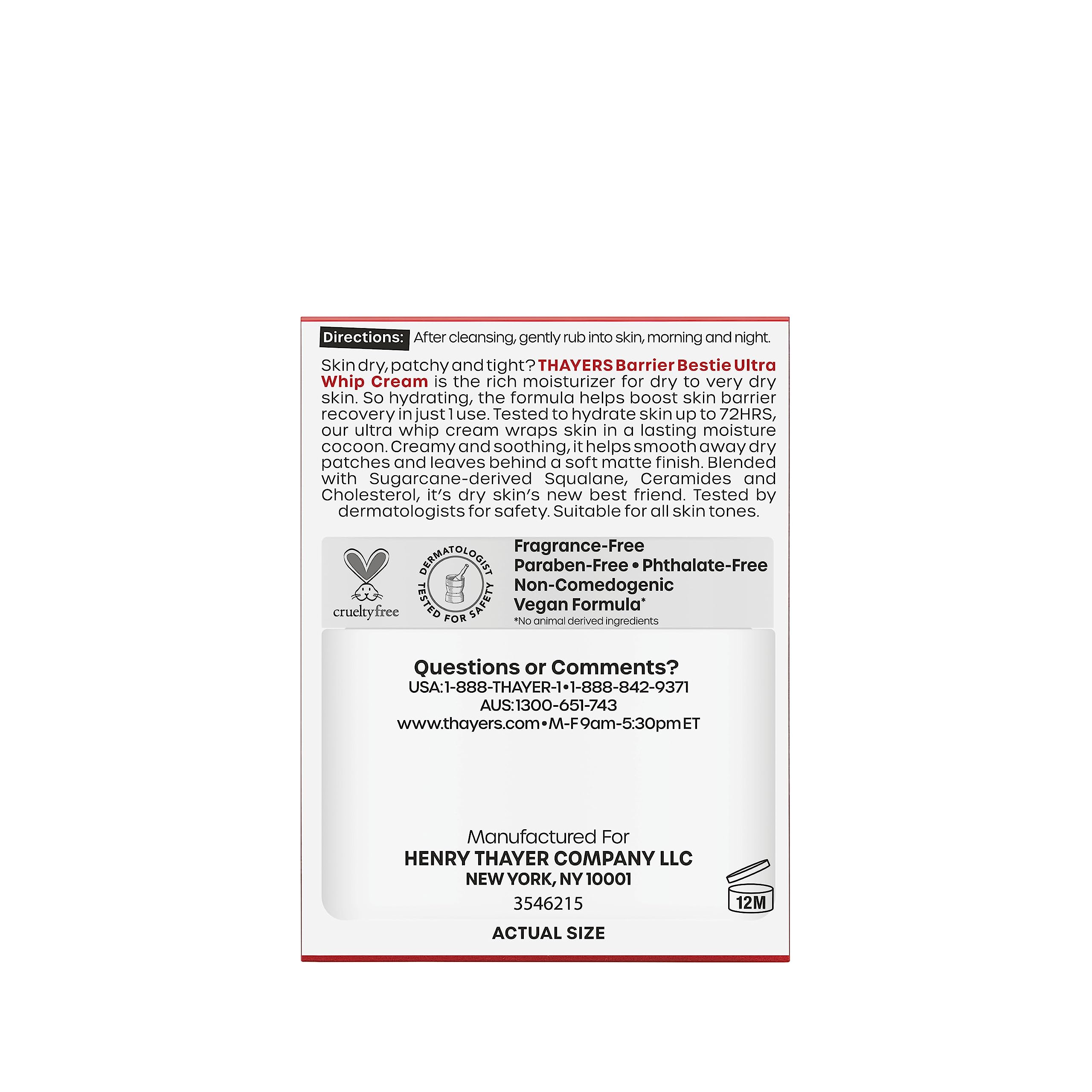 THAYERS piel seca se siente cómoda tras uso