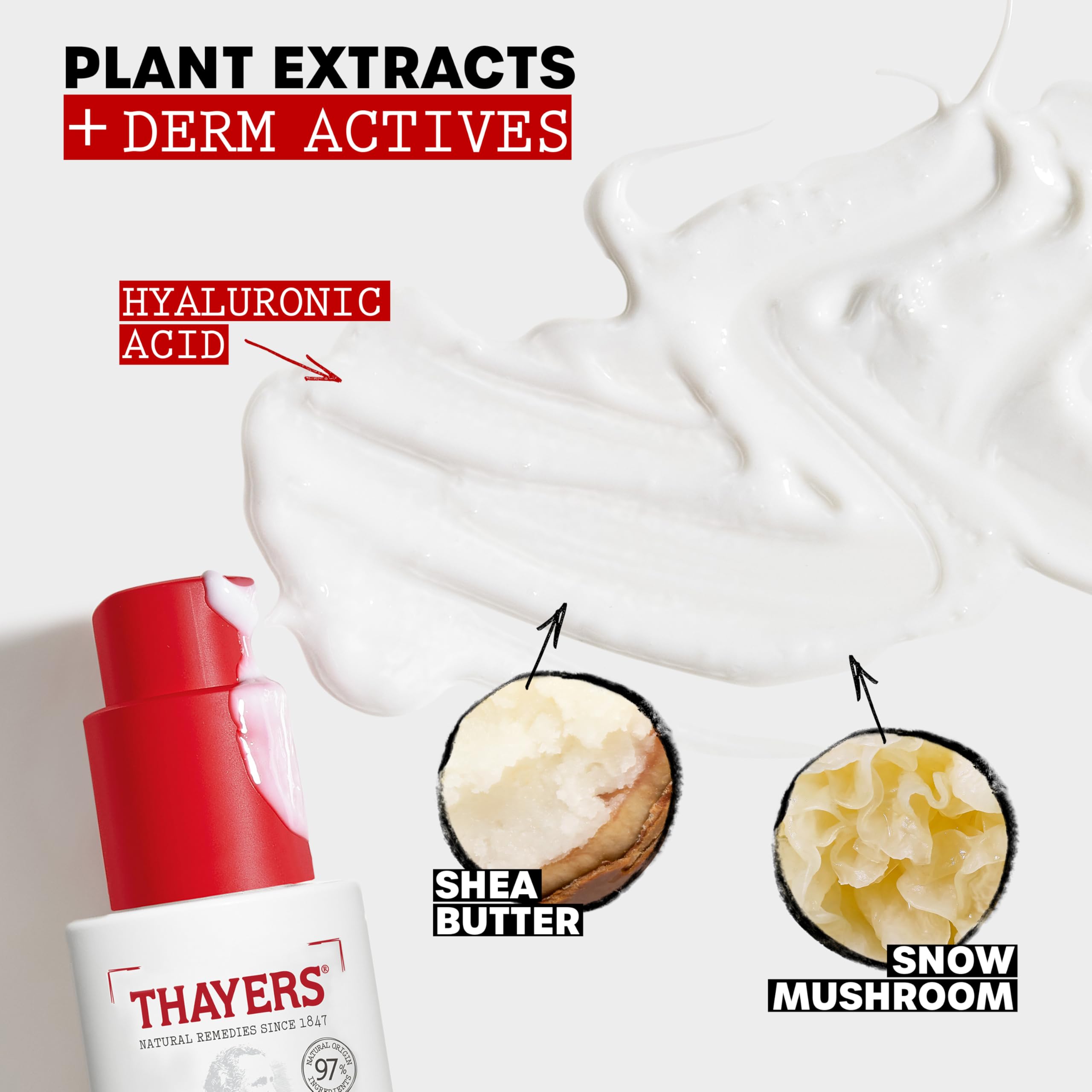 THAYERS hidratante ligero, textura emulsión lamelar, sensación de frescura.
