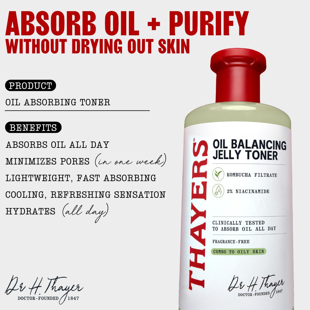 Aplicación Thayers para absorción de aceite, piel más fresca.