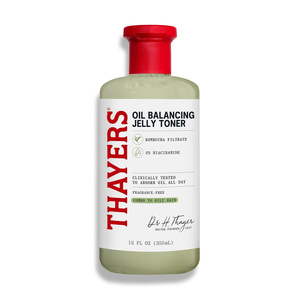 Tónico Thayers gel equilibrante con botella visible ayuda a controlar el brillo.