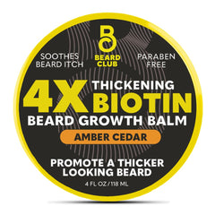 The Beard Club Biotin Beard Balm en botella, envase premium para cuidado diario.