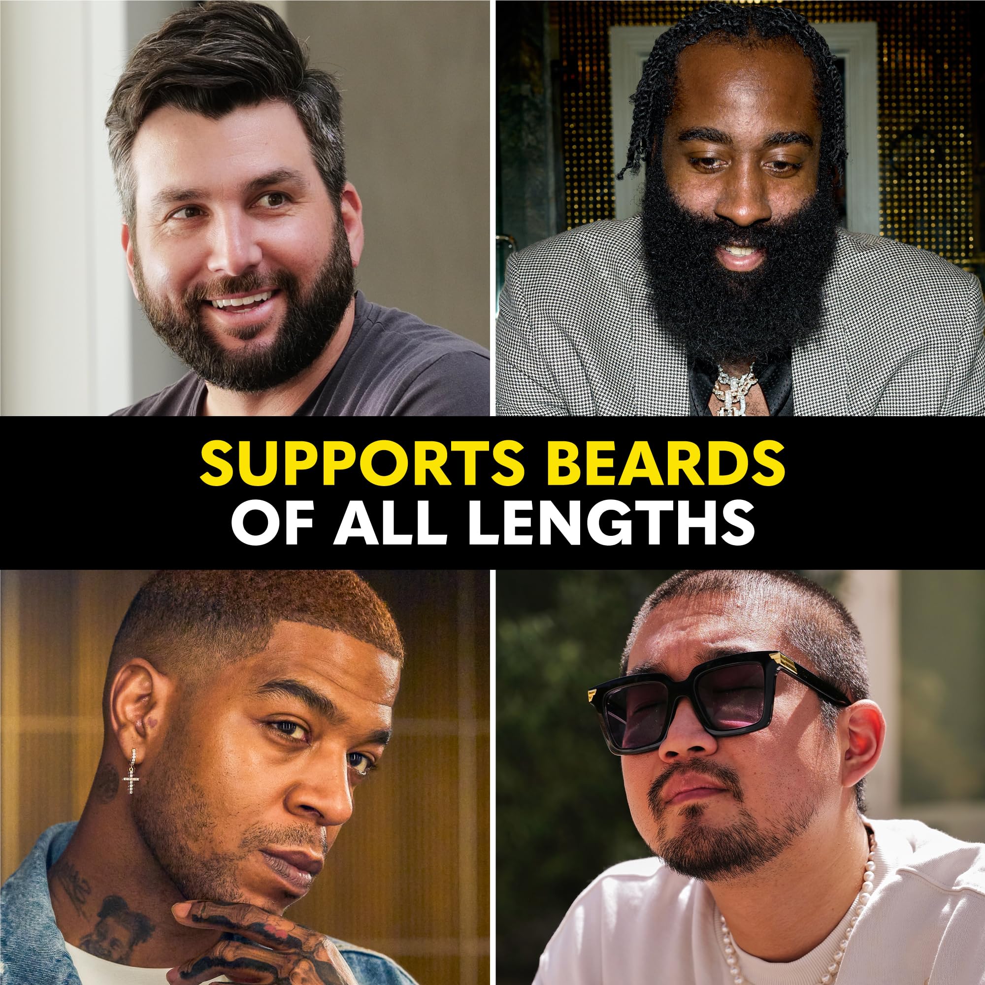 Presentación negro y amarillo, regalo elegante de grooming The Beard Club.