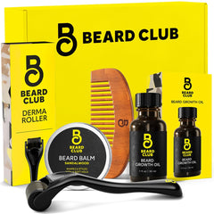 The Beard Club Derma Roller en el rostro para cuidado facial diario