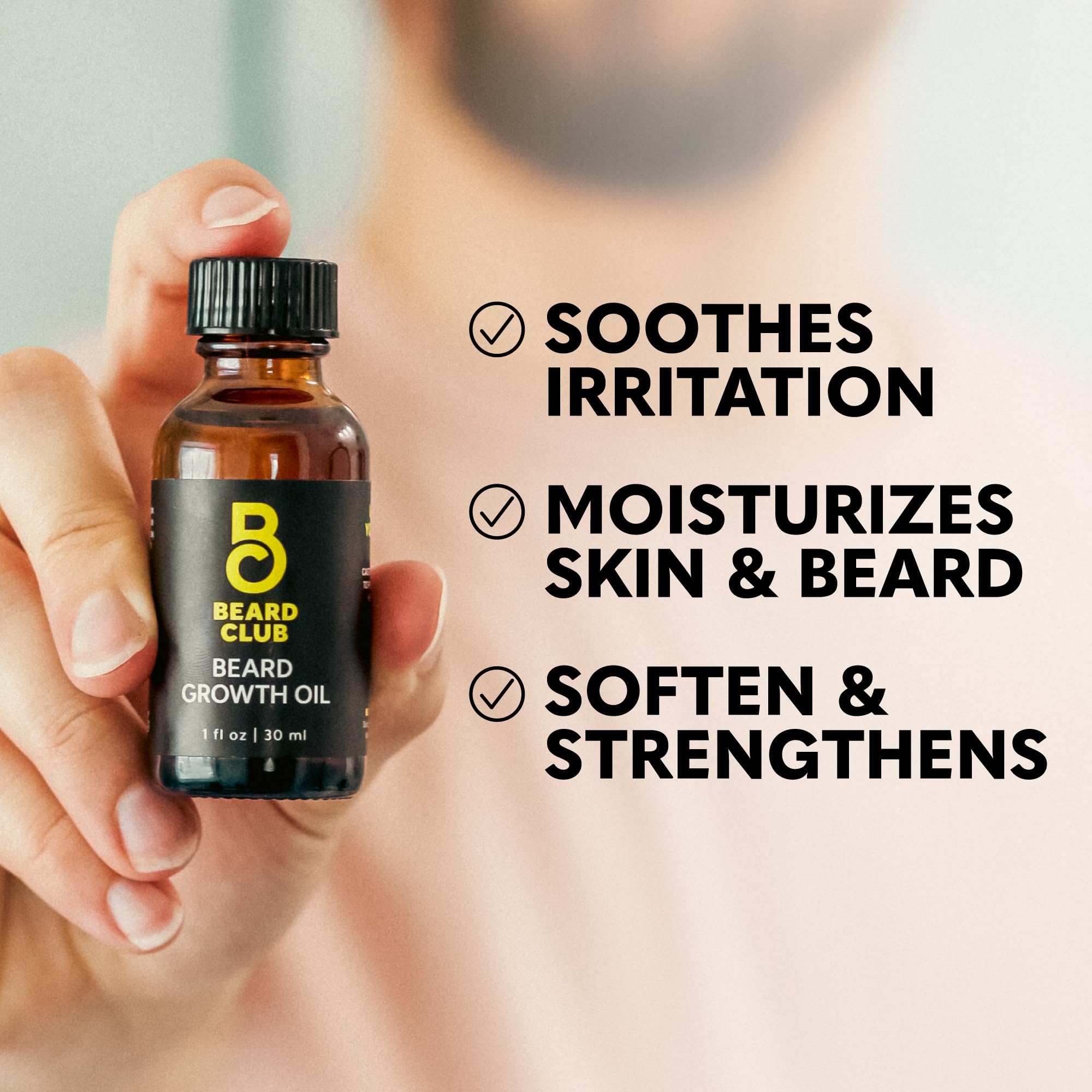 The Beard Club huile barbe ricin avocat pour renforcer la barbe et la peau.