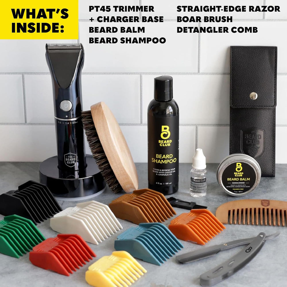 Conjunto completo de The Beard Club para cuidado diario de la barba.