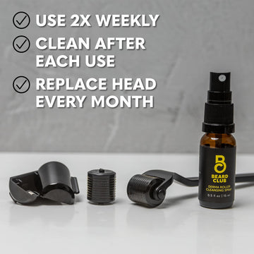 The Beard Club Premium Derma Roller, agujas de titanio 540 para mayor rendimiento.
