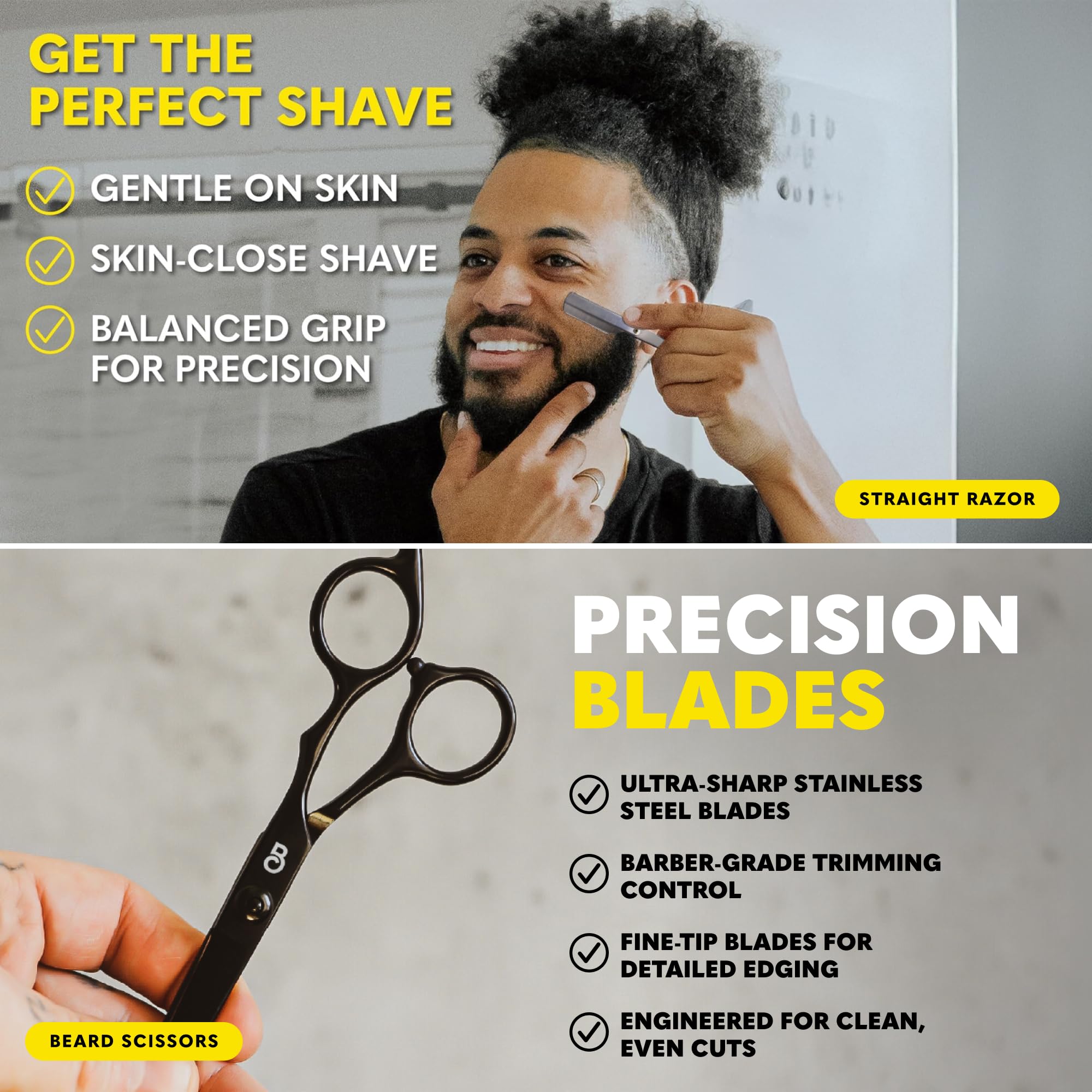 Rasoir droit The Beard Club précision de barbier à domicile