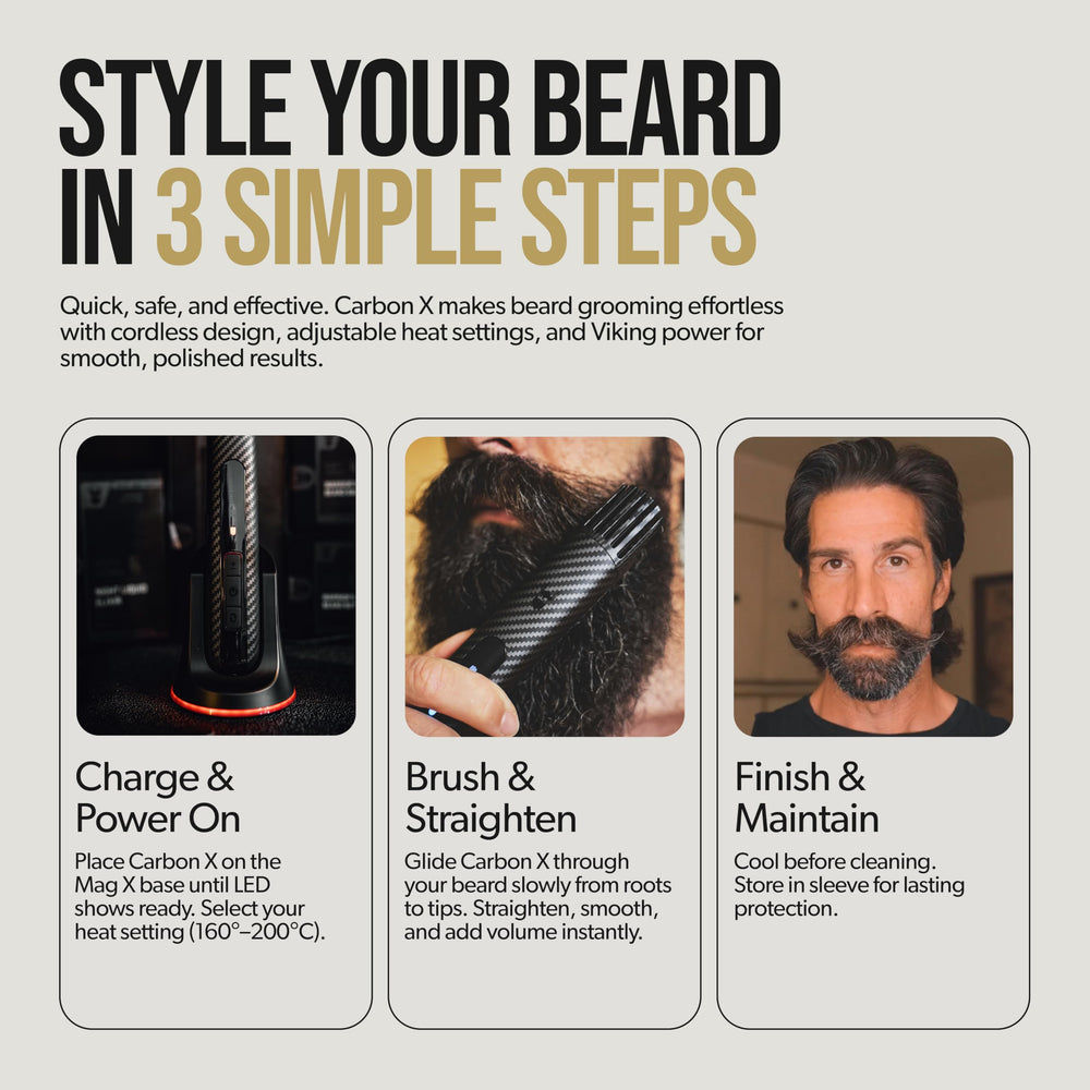 The Beard Struggle Carbon X: diseño ergonómico y compacto para uso diario y viaje.