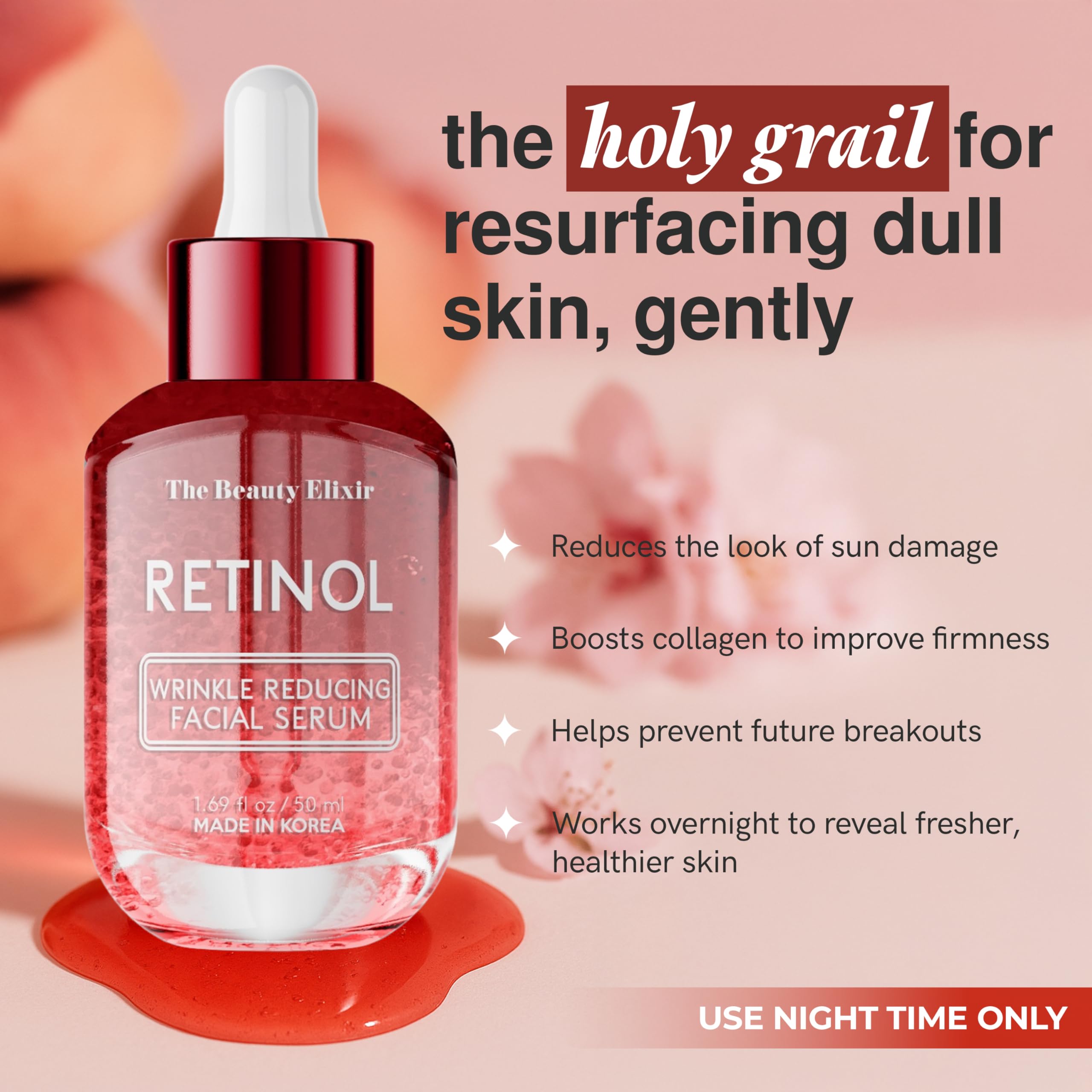 Aplicador suave del serum retinol para una aplicación precisa.