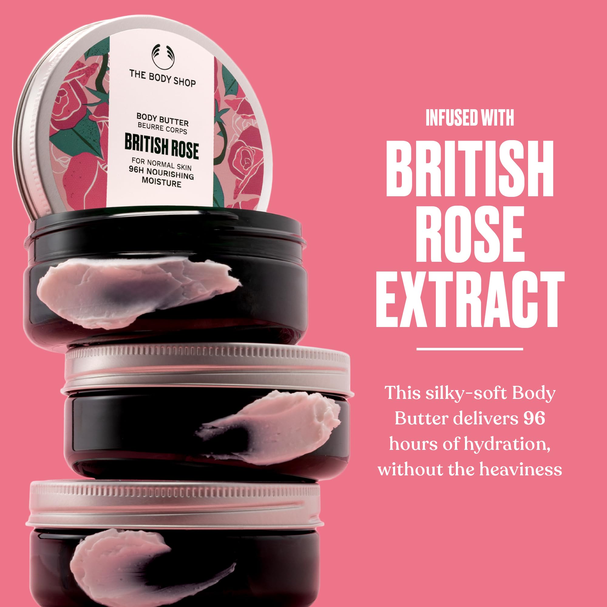 The Body Shop British Rose Body Butter textura cremosa y no grasa para piel normal