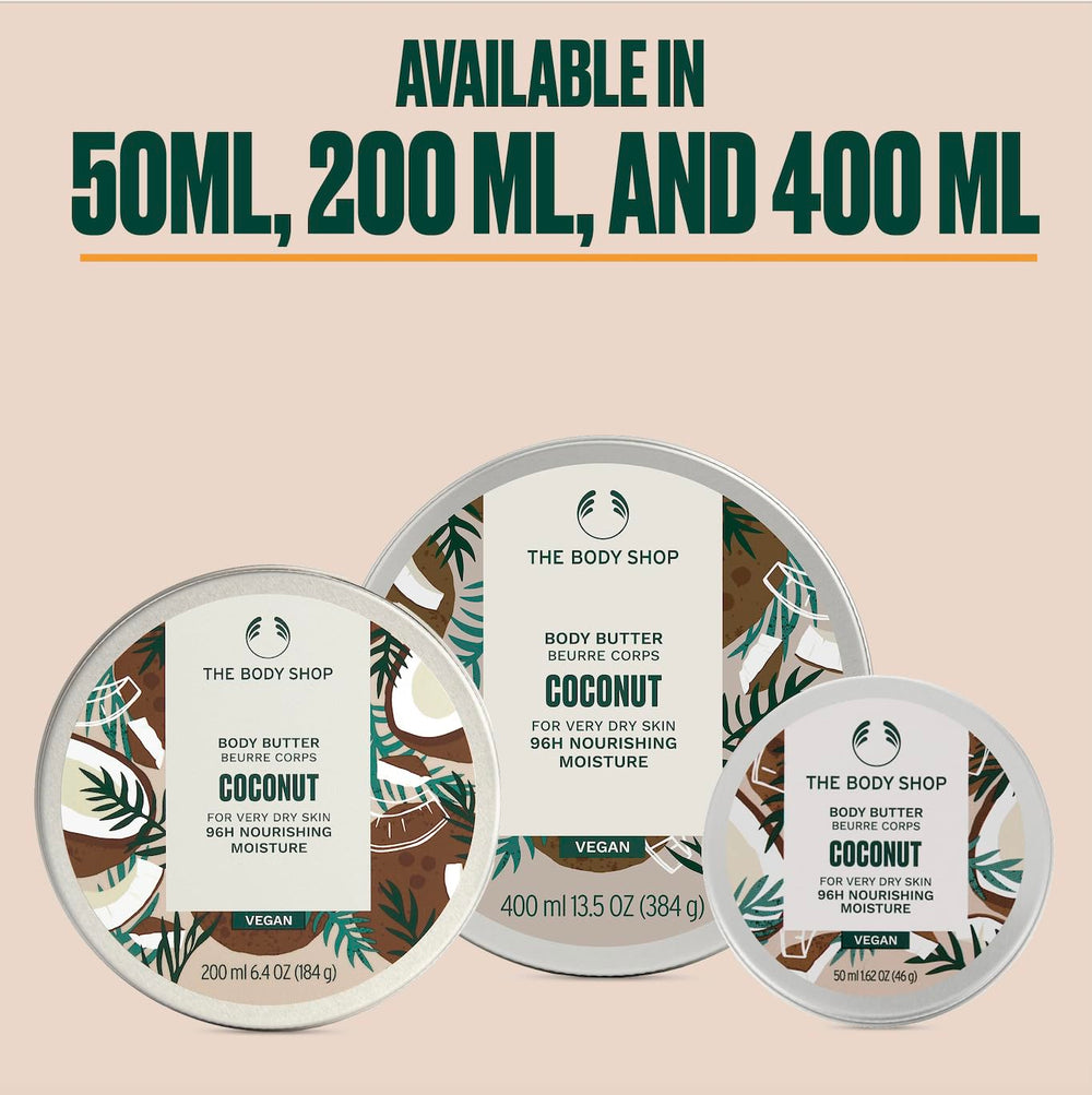 The Body Shop Coconut Body Butter — produit végane et sans cruauté envers les animaux.
