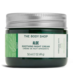 The Body Shop crema noche aloe vera, bote de vidrio, hidratación de 48h.