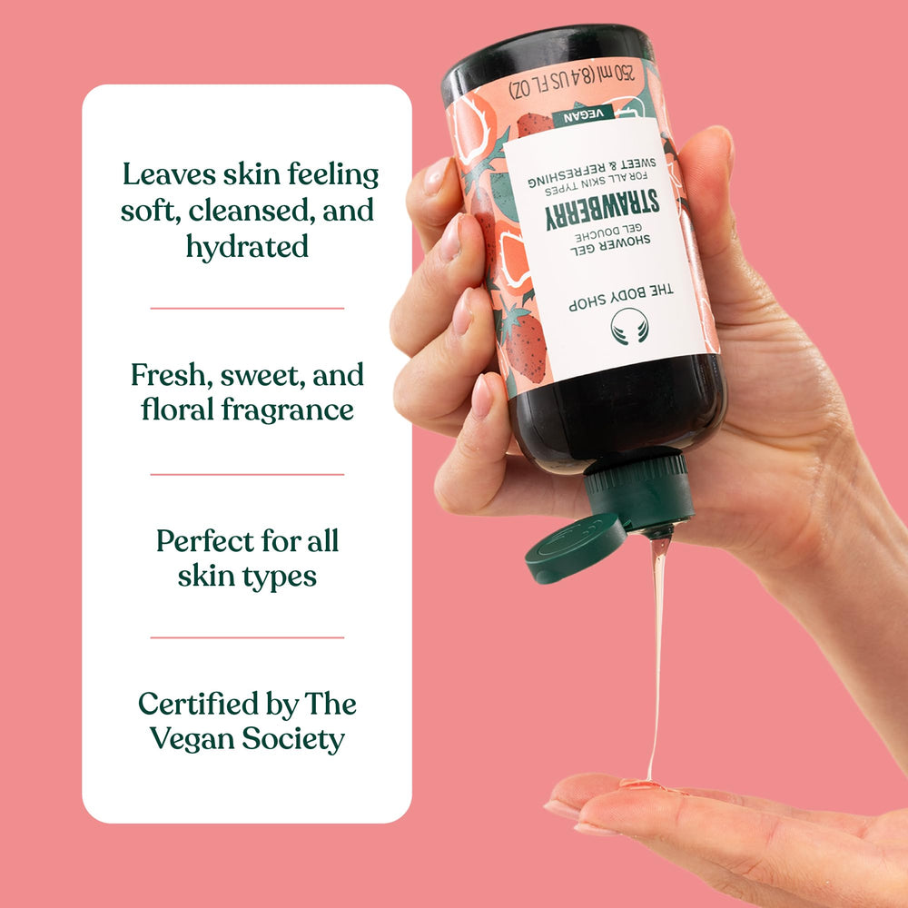 The Body Shop gel de ducha fresa, uso diario fácil y cómodo