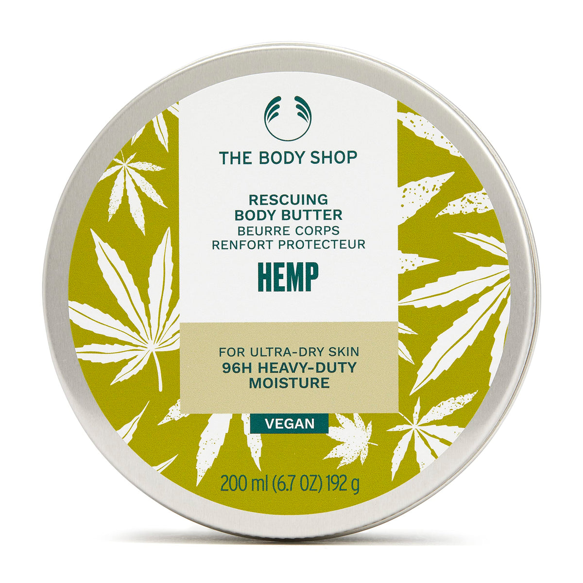 The Body Shop Hemp Body Moisturizer en envase de aluminio, opción sostenible para hidratación