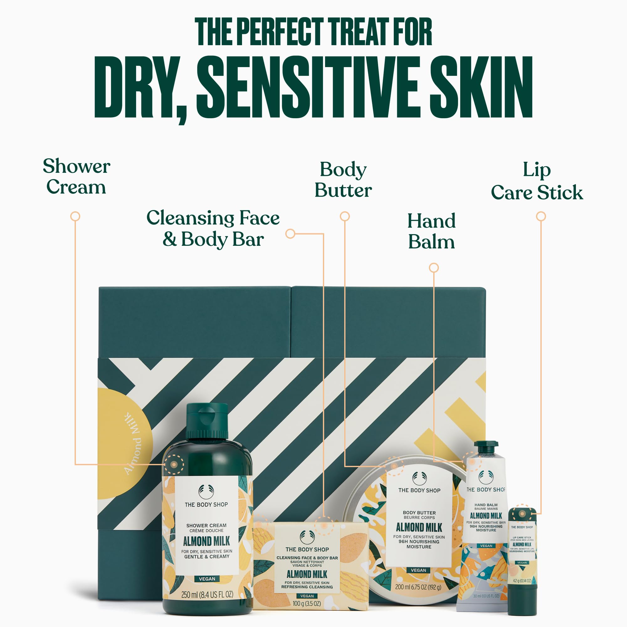 The Body Shop Leche de Almendra crema de ducha 250 ml, espuma suave y aroma agradable.