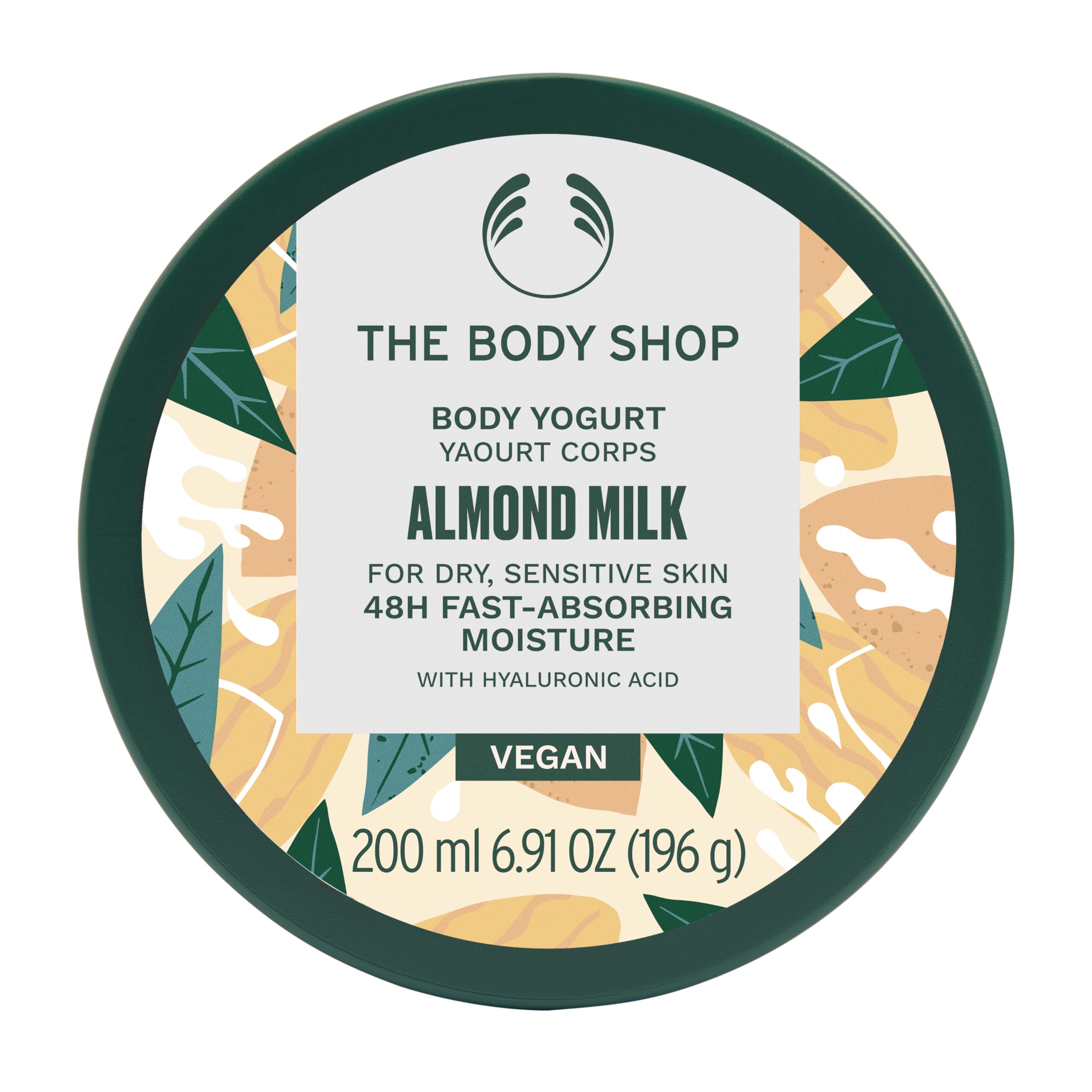 The Body Shop Almond Milk Body Yogurt tarro: hidratación ligera que se absorbe al instante.