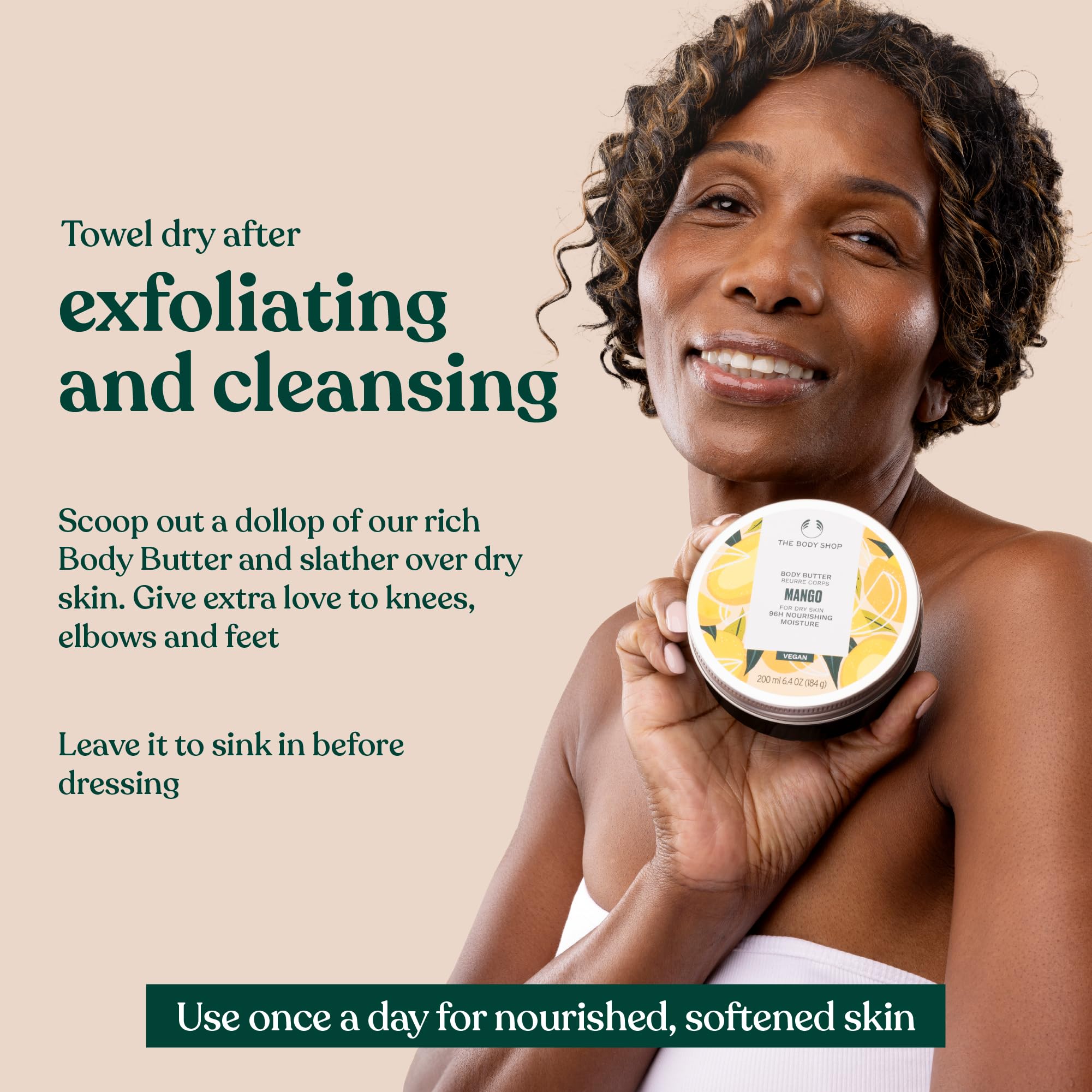 Recyclable packaging of Mango Body Butter supports eco-conscious routines.