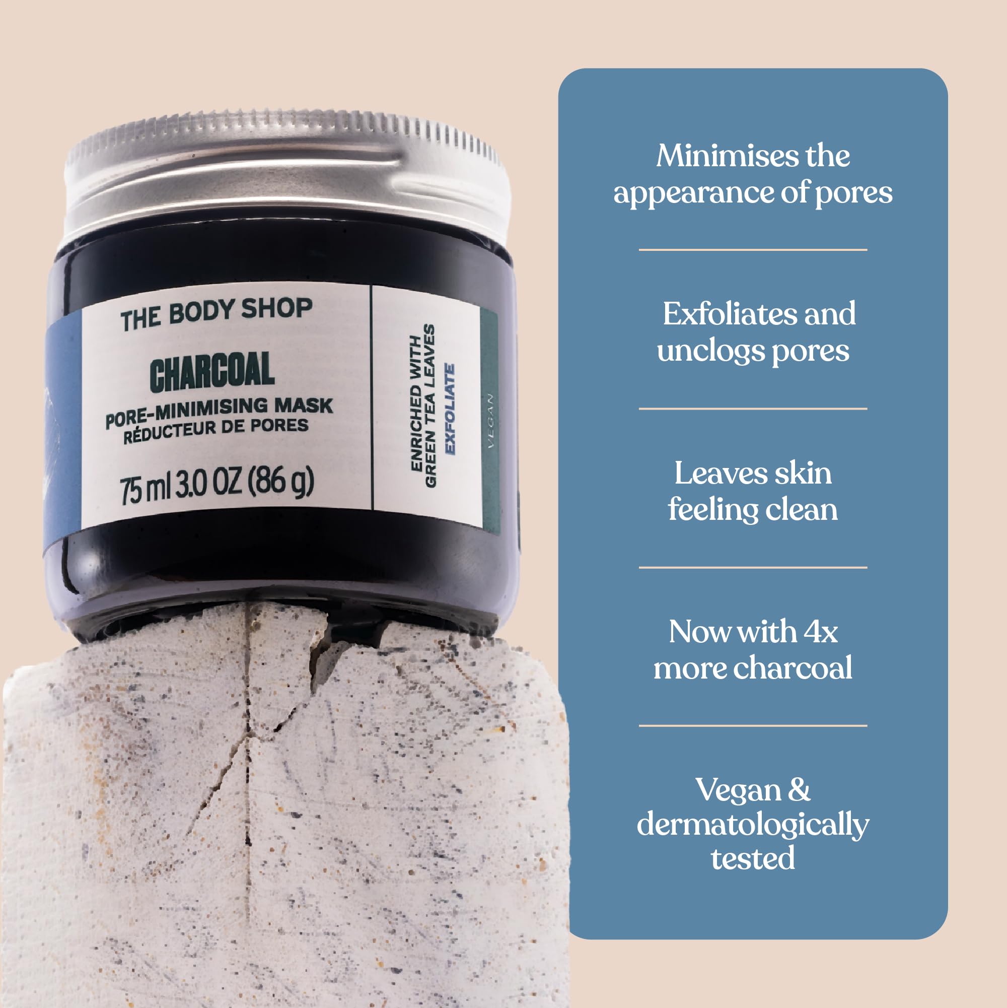 Éclat après rinçage grâce au masque charbon The Body Shop.