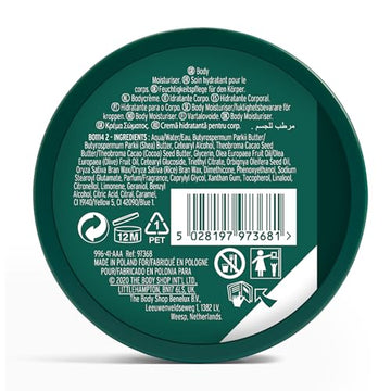The Body Shop Olive Body Butter, textura nutritiva, nutre piel severamente seca todo el día.
