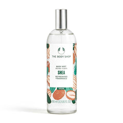 The Body Shop niebla corporal de karité, fragancia dulce de nuez para refrescar la piel.
