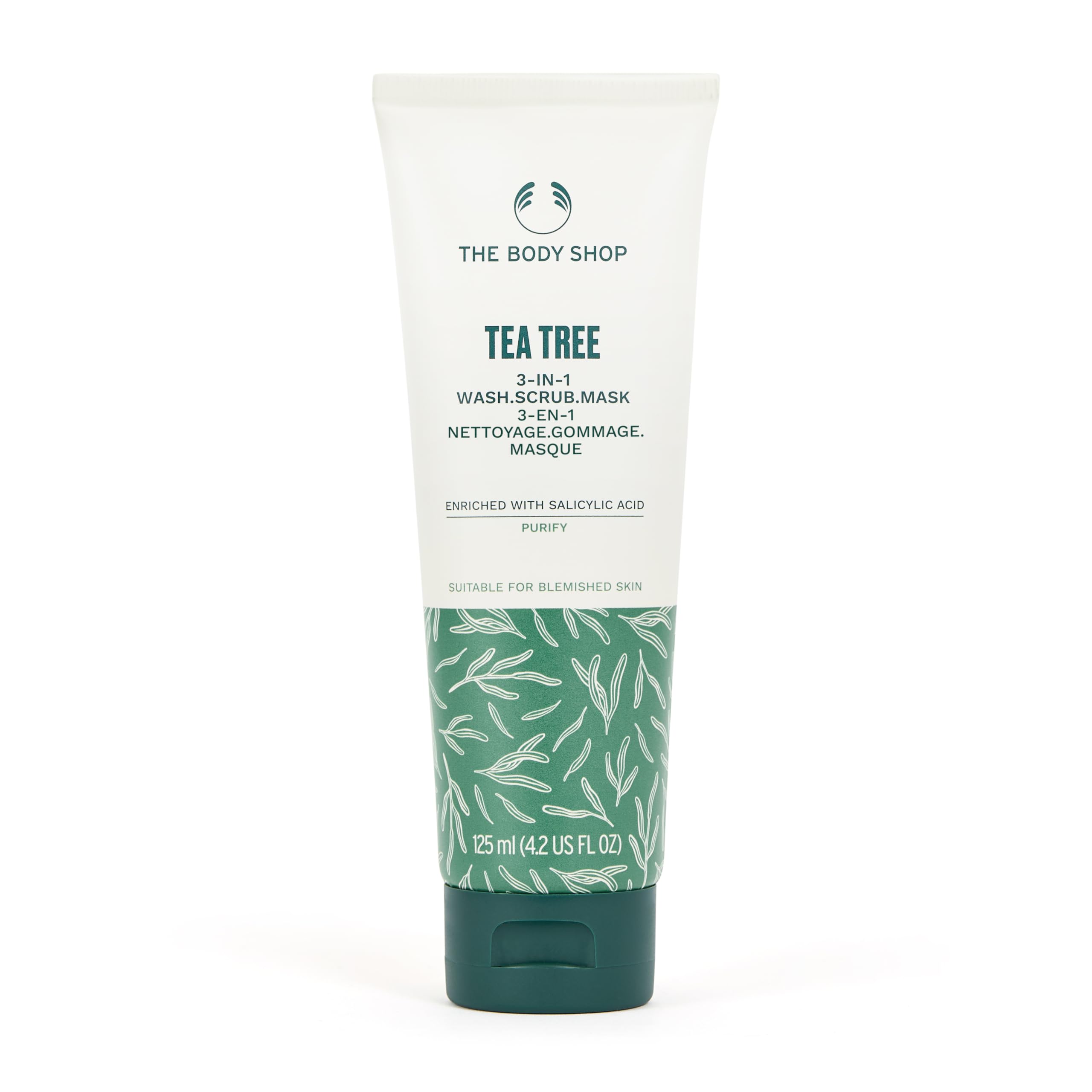 The Body Shop Tea Tree 3-en-1 en botella para limpieza y purificación.