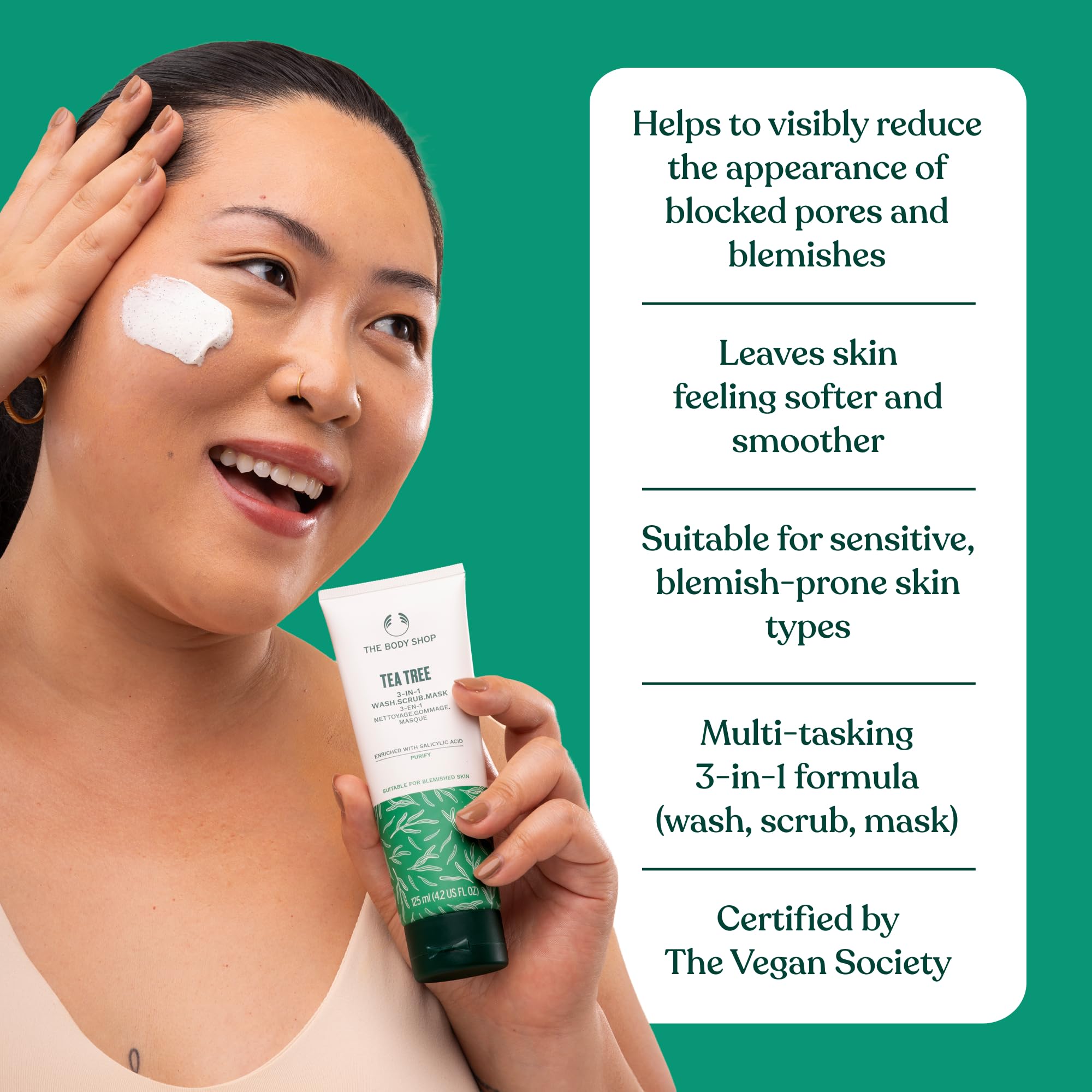The Body Shop Tea Tree ingredientes veganos y comercio justo.