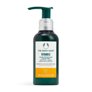 The Body Shop Vitamin C Glow Peel, envase visible, ideal para iniciar tu rutina de cuidado luminoso.