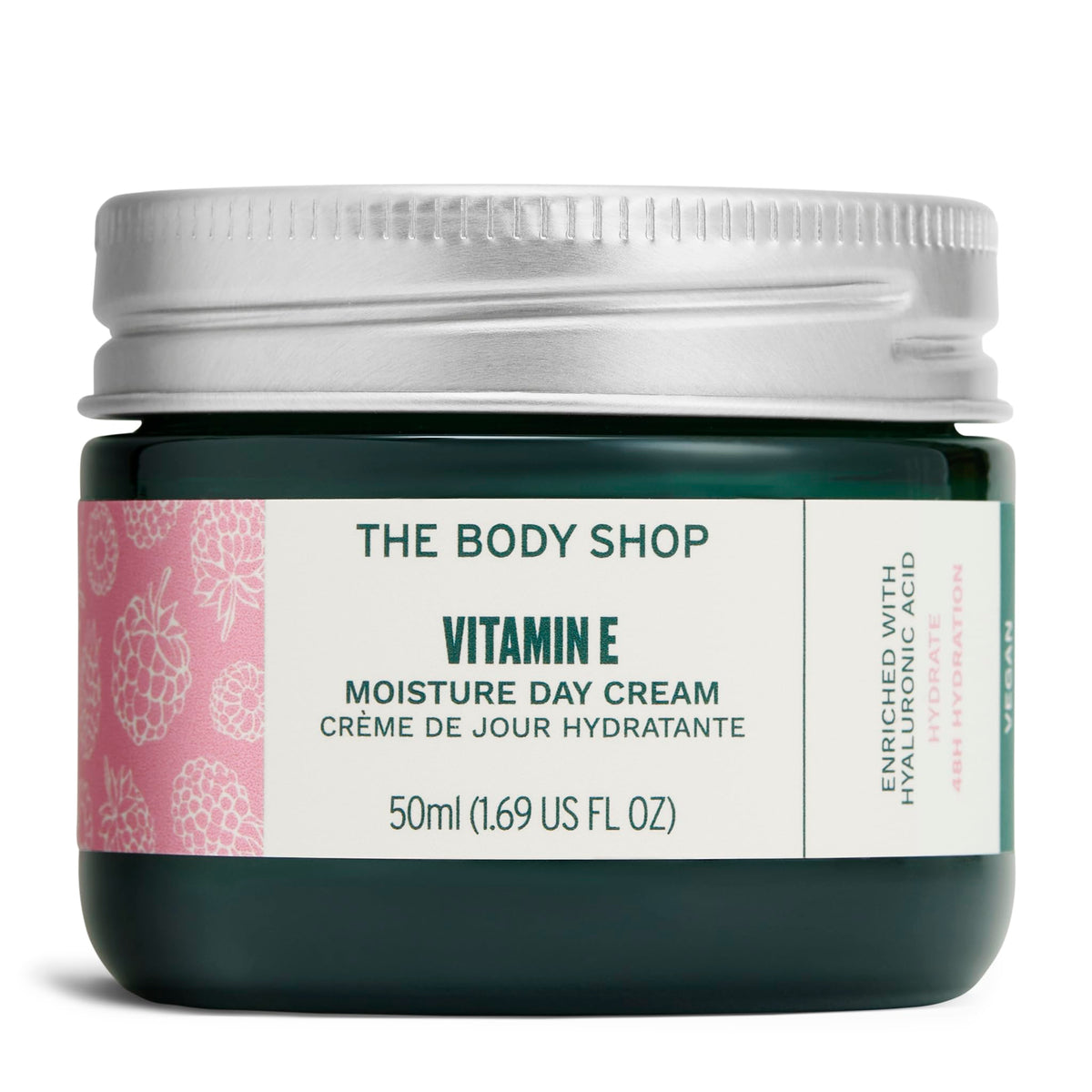 The Body Shop Vitamina E crema en gel en frasco, hidratación ligera y rápida.