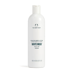 La loción White Musk de The Body Shop en botella para hidratación diaria