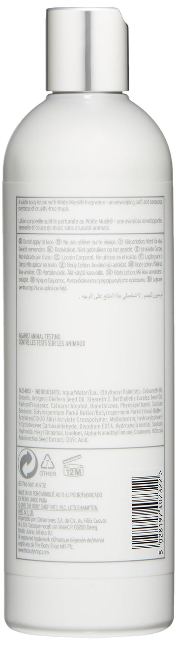Textura cremosa de la loción White Musk, aroma floral suave para uso diario