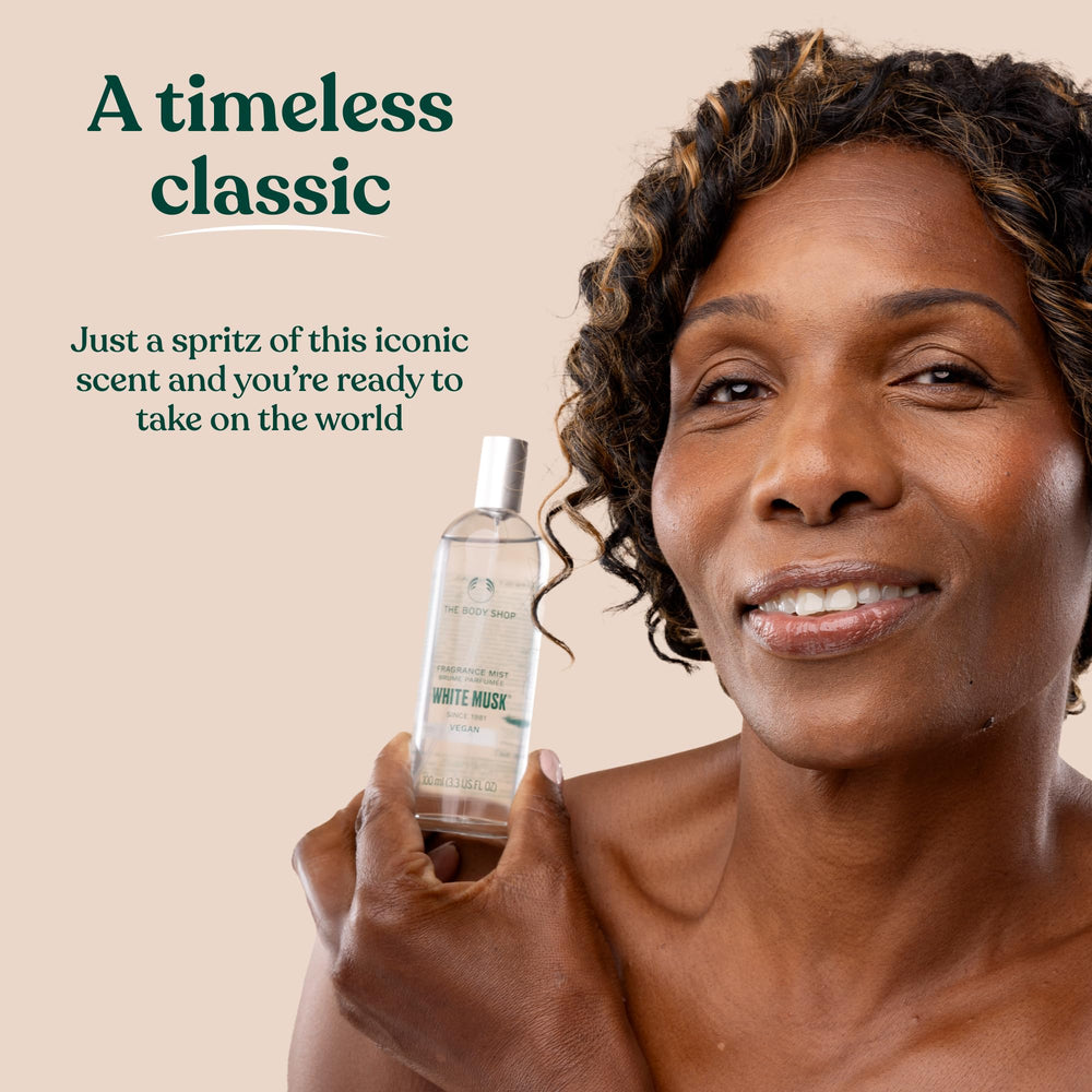 The Body Shop White Musk: notas aromaticas que evocan flores suaves y limpieza.