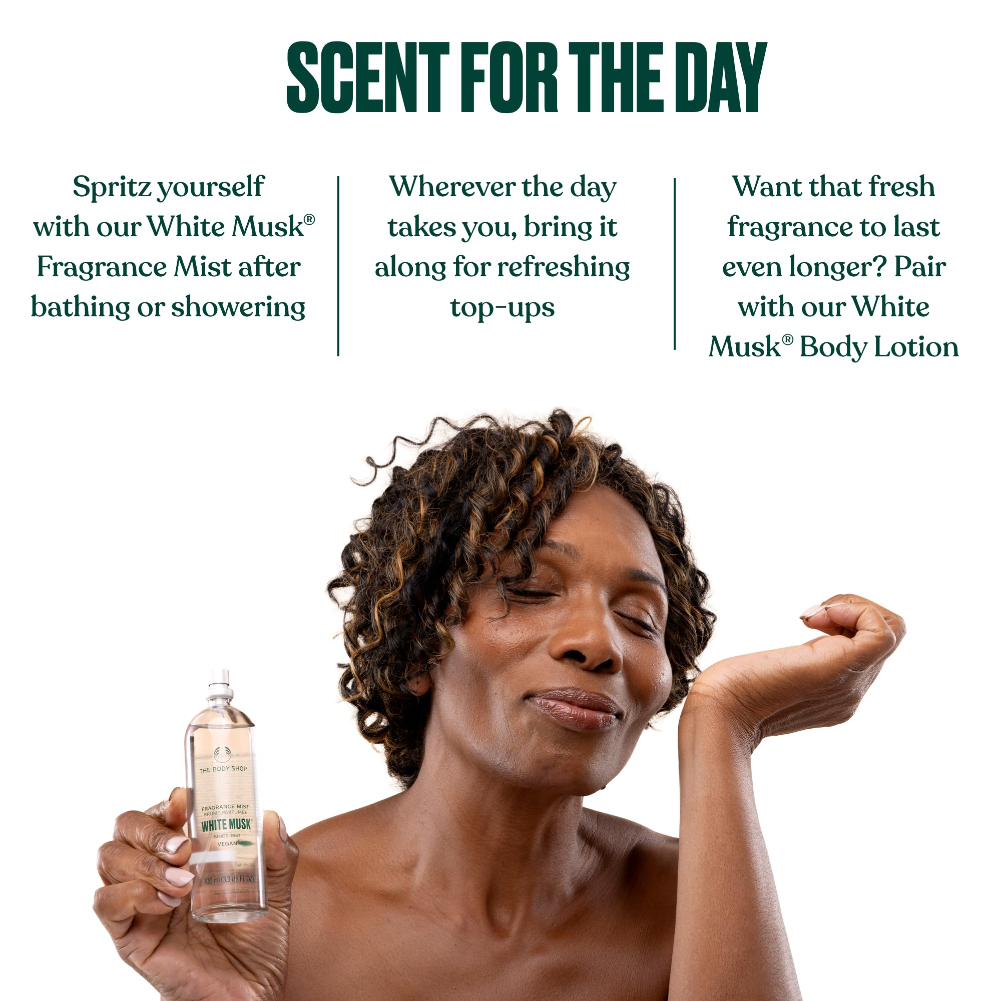 The Body Shop White Musk: efecto duradero sin sensacion grasa ni alergias.