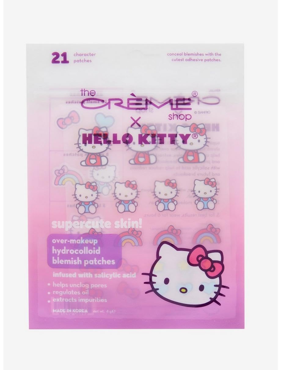 Parche Hello Kitty de The Crème Shop para espinillas, con adhesión suave y uso nocturno.