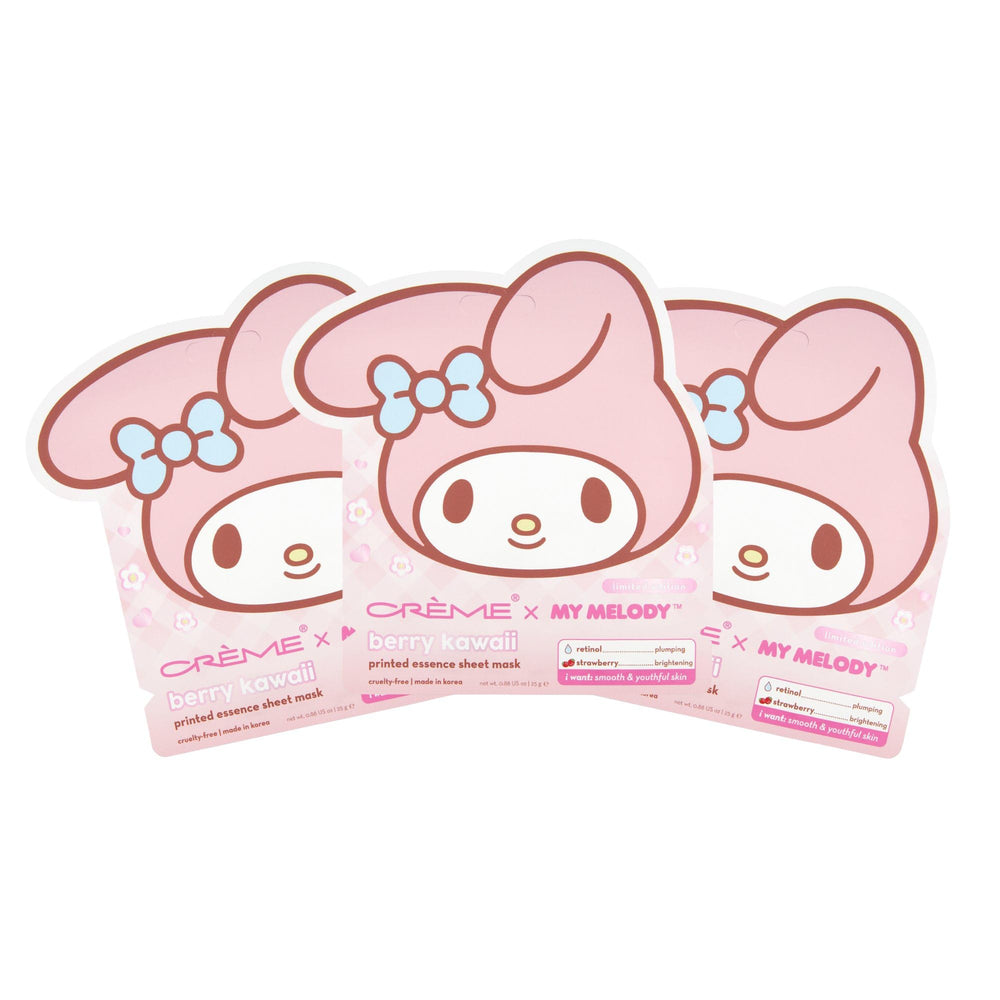 Mascarilla de esencia My Melody Berry de The Crème Shop para hidratación suave y piel equilibrada.