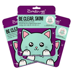 The Crème Shop mascarilla de hoja con diseño gatito para hidratación suave.