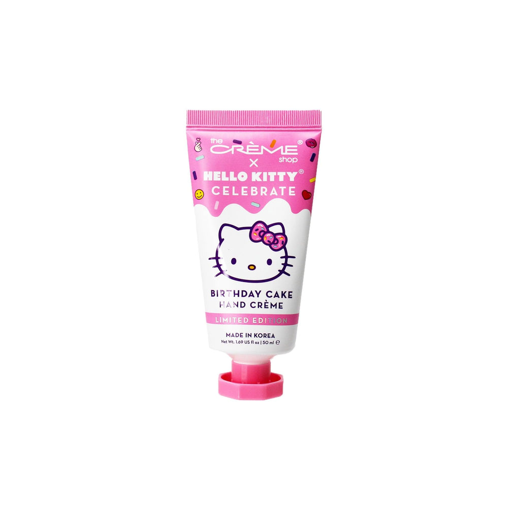 The Crème Shop Hello Kitty crema de manos para hidratación suave y aroma a pastel de cumpleaños.