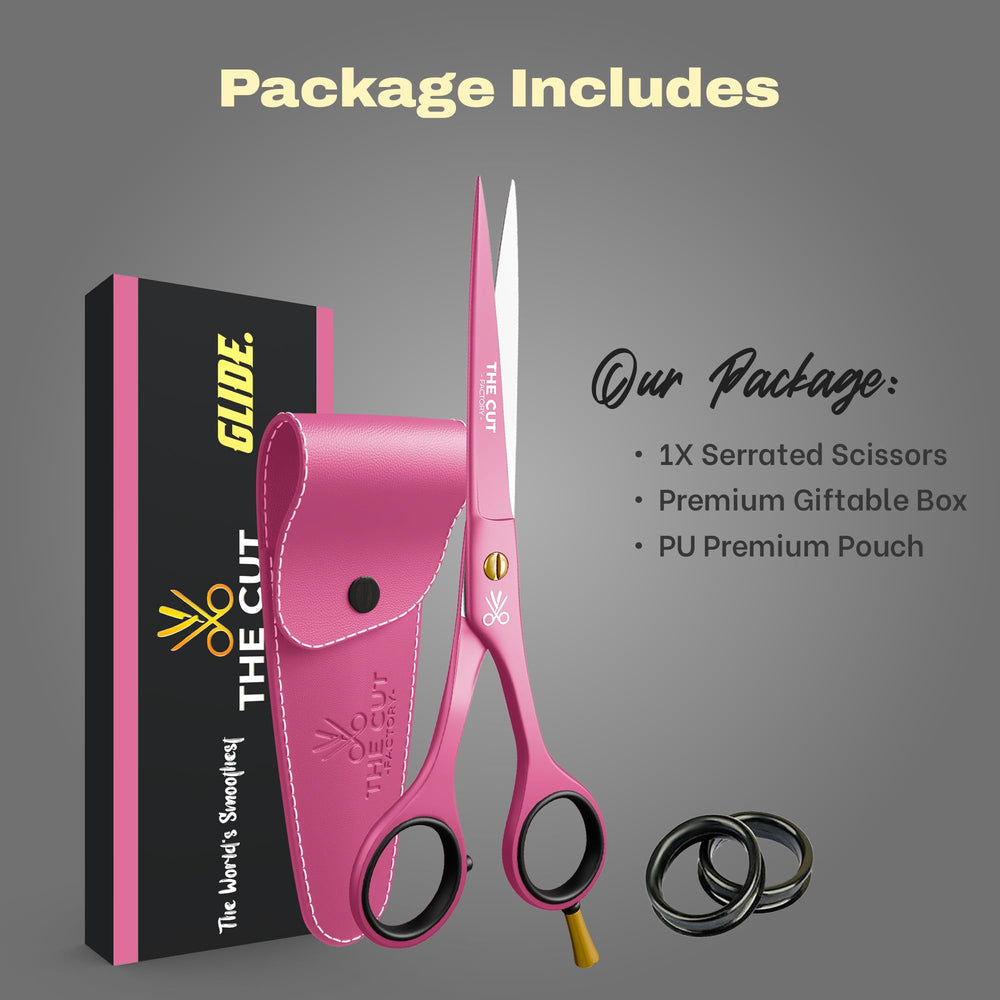 THE CUT FACTORY tijeras para cabello rosado, ideales para estilizar looks en casa.