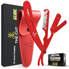 Navaja recta The Cut Factory con mango rojo para afeitado controlado