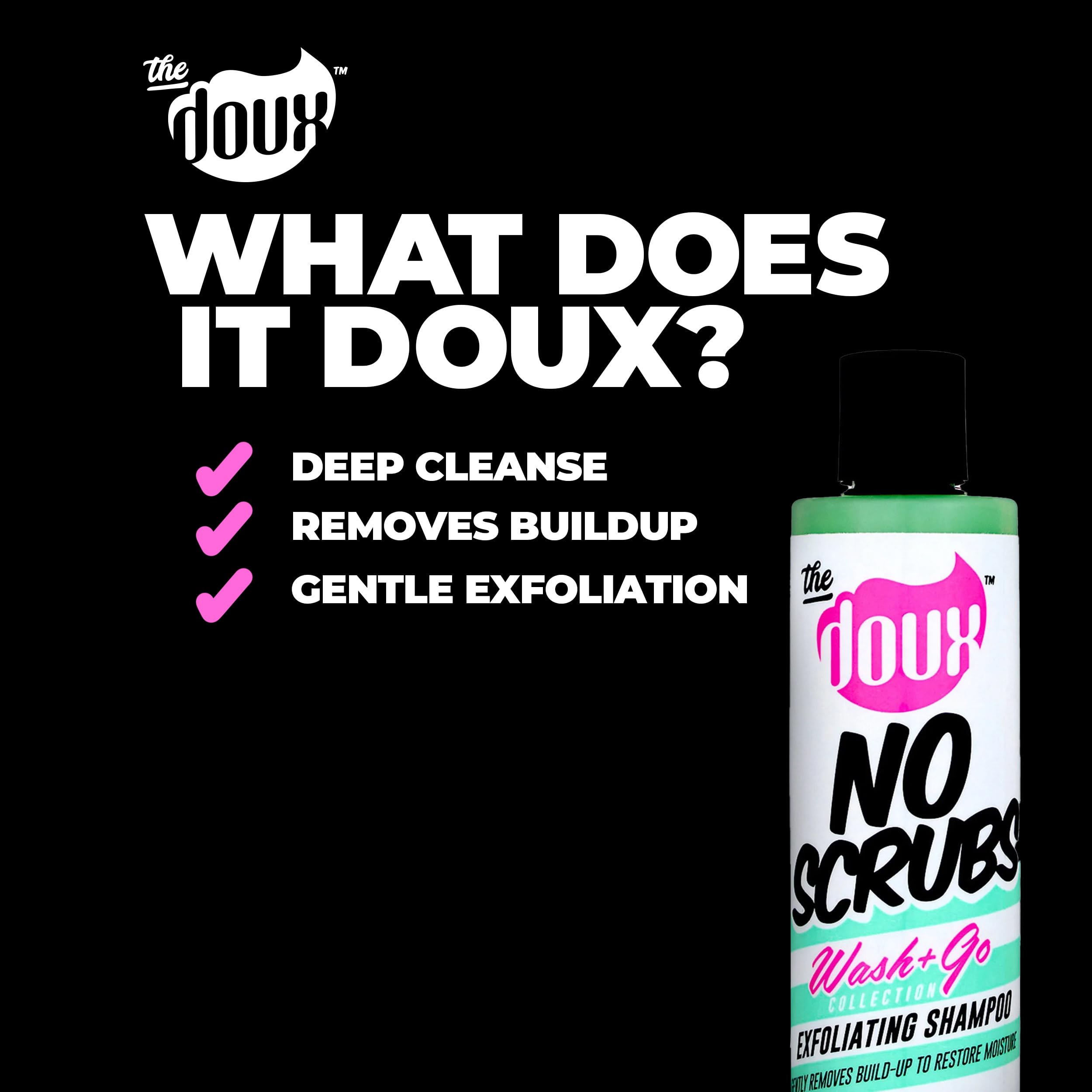 Fórmula sin espuma de The Doux cuidando cueros cabelludos sensibles.