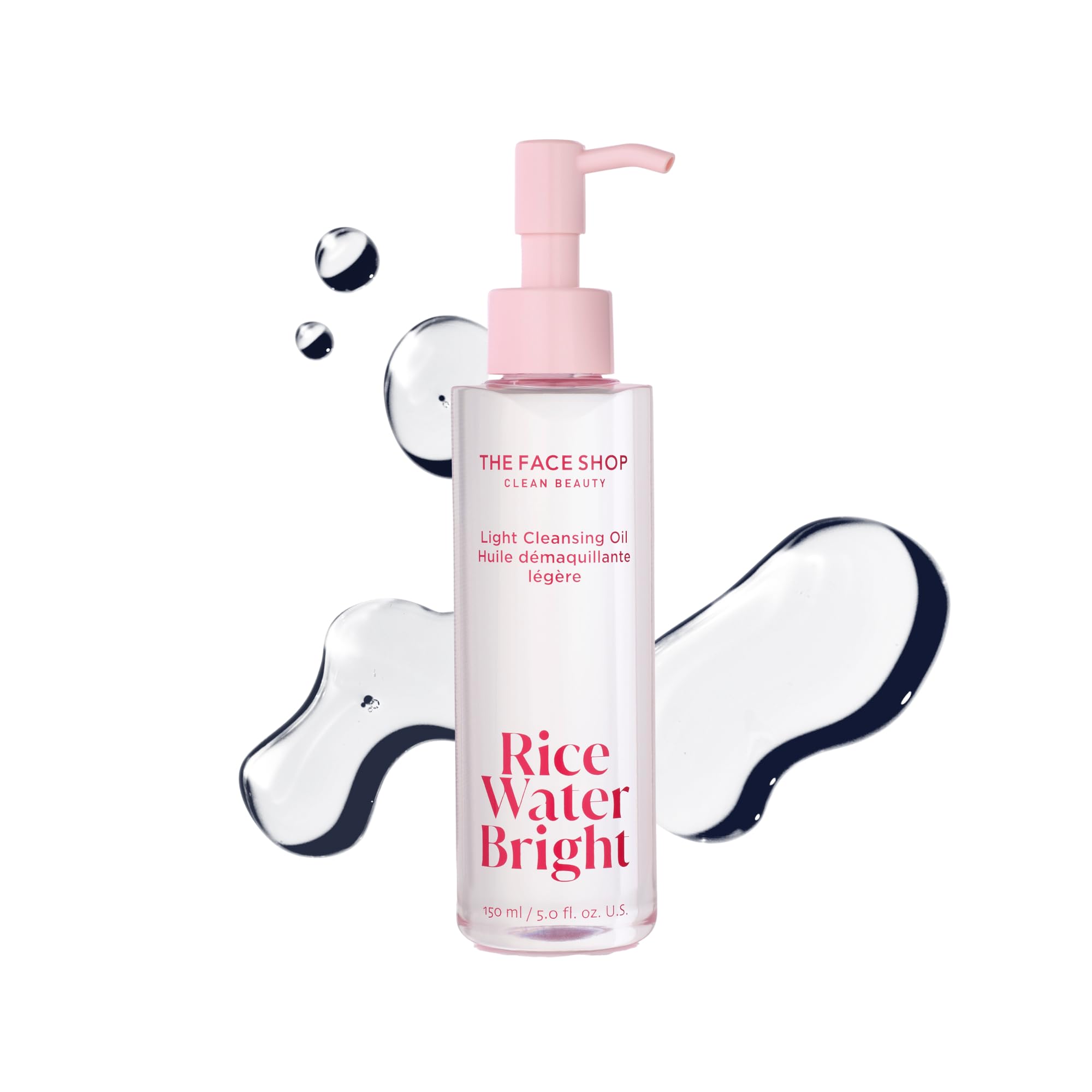 The Face Shop: botella del aceite limpiador Rice Water Bright para limpieza suave.